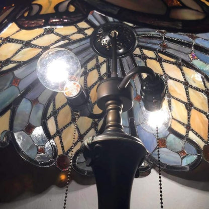 Bieye L10818 Baroque Tiffany Style Stained Glass Table Lamp, Antique Lamp Base for Living Room Bedside Home Decoration, 16 x 24 inches