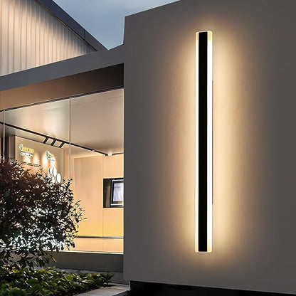 Modern Long Outdoor Wall Light, 71inch Black Exterior LED Wall Sconce, IP65 Waterproof, 3000K Warm White, Frosted Acrylic, Linear Wall Mount Lighting for Patio, Garage, Porch, Gardens