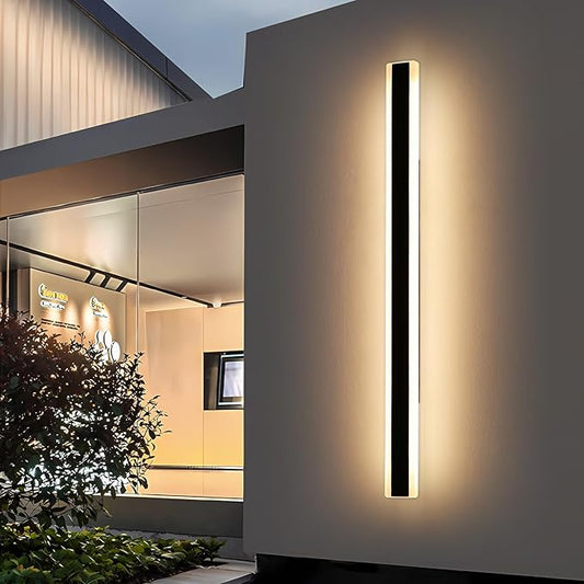 Modern Long Outdoor Wall Light, 71inch Black Exterior LED Wall Sconce, IP65 Waterproof, 3000K Warm White, Frosted Acrylic, Linear Wall Mount Lighting for Patio, Garage, Porch, Gardens