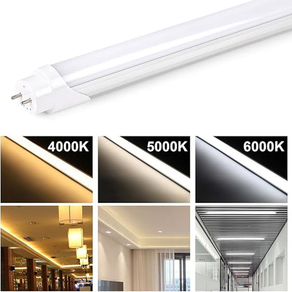 H&B Luxuries 4FT LED T8 Ballast Bypass Type B Light Tube, 18W, Single-Ended & Dual-Ended Connection, 2300LM, G13 Base,T8 T10 T12 Fluorescent Bulbs Replacement, UL & DLC - 6500K (30pcs)