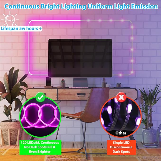 65.6ft RGB Neon Rope Light, Commerial Grade Waterproof RGB Neon Rope Lights with Remote, 110V 120V Plug-in Neon Strip Lights with Dimmable Power Adapter for Outdoor,Indoor Using