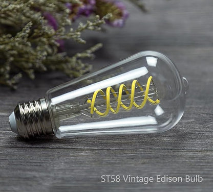 BORT Dimmable Edison Bulbs, 6W Equivalent to 60W Vintage Light Bulbs, E26 5000K ST58/ST19 LED Bulbs, Antique Flexible Spiral Filament Light Bulbs, Clear Plastic Screw Lamp - 6Pack