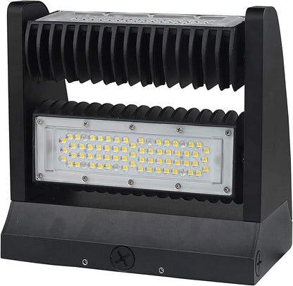 RuggedGrade 80W - Rotate III Series LED Wall Pack - 10,600 Lumens - 3000K Warm White - High Efficiency 140 Lumen per Watt - Outdoor LED Wall Light - Black Housing - DLC 5.1 Premium