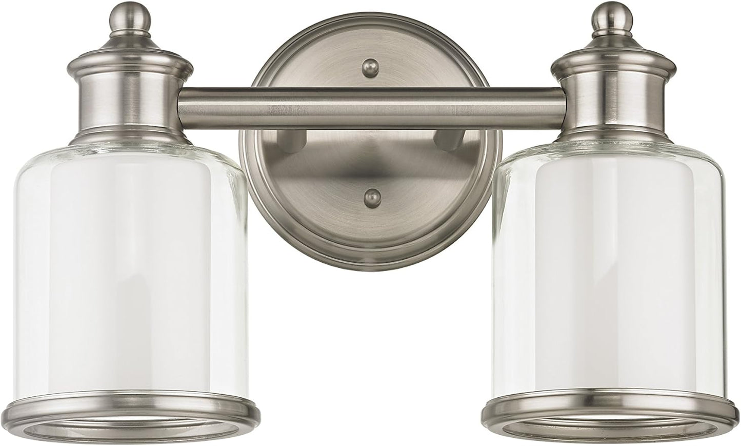 Livex Lighting 40212-91 Transitional Two Light Bath Vanity from Middlebush Collection in Pwt, Nckl, B/S, Slvr. Finish, Brushed Nickel