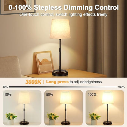 Cordless Table Lamps Set of 2 – Battery Operated Lamp with 7500mAh Rechargeable Battery, Stepless Dimmable Oil-Rubbed Bronze Lamp, Wireless Lamps for Dining Room, Nightstand & Patio (Bulbs Included)