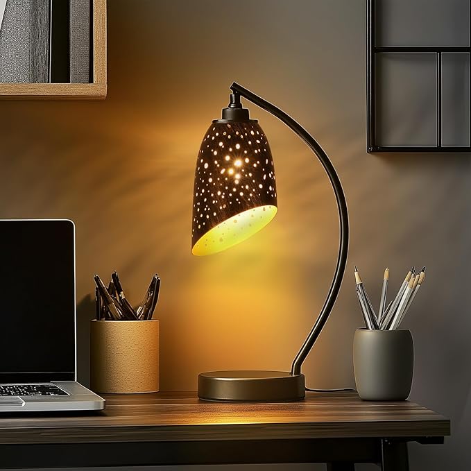 Metal Small Cut Corner Lamp Shade Laser Star Bevel Floor Lampshade Bronze Outside And Gold Inside 4.4" Top X 5.9"Height (2 Pcs)