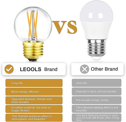 Leools Dimmable g16.5 led Bulb 40W g16 1/2 led Edison Bulb 2700K 4W e26 led Globe Bulb for Ceiling Fan,Chandelier,Vanity Light Bulb AC120V G50 400lm 6Pack
