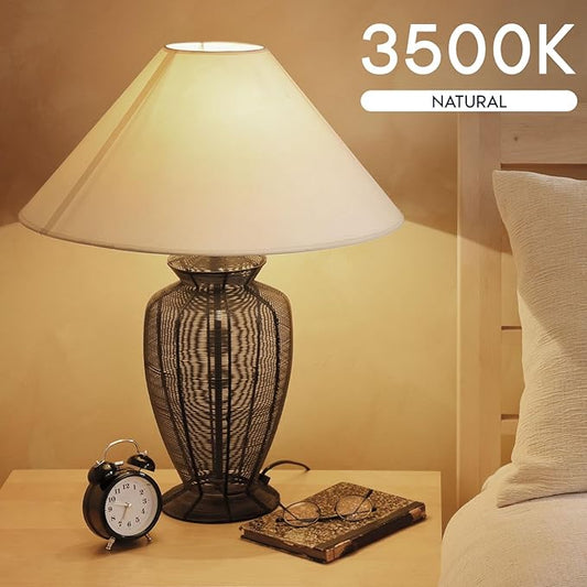 LUXRITE A19 LED Light Bulb 60 Watt Equivalent, Non-Dimmable, 3500K Natural White, 800LM, Standard LED Light Bulbs 8W, E26 Base, Enclosed Fixture Rated, Damp Rated, ETL Listed (48 Pack)