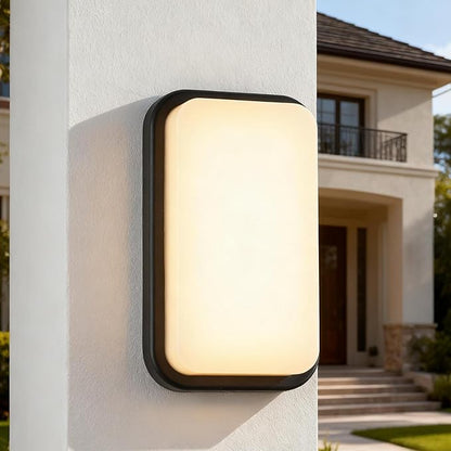 LANFU LED Modern Rectangular Outdoor Wall Sconce Light 3000K Outside Light for House Patio, Black Warm White, IP64 Waterproof Exterior Wall（11.8inch）