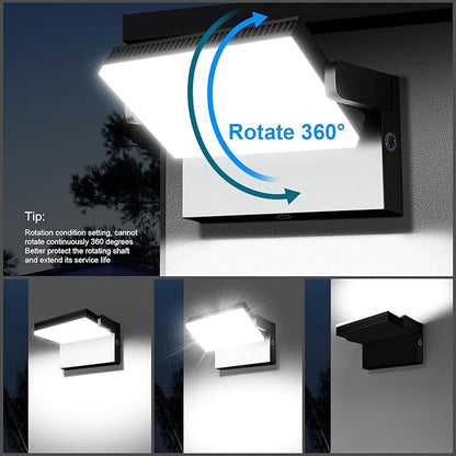 Modern Sleek Flood Lights Outdoor, 120W 5000K Dusk-to-Dawn Photocell with 360° Rotation, 18000LM IP65 Waterproof LED Security Wall Pack for Building,Yard,Driveway (4 Pack)