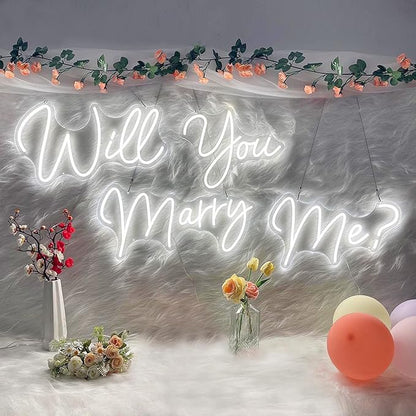 Super Large Neon Signs Will You Marry Me for Wedding Proposal Marry Me Sign Led Neon Light Sign Decor for Engagement Birthday Party Bar Bedroom Wall Art for Wife 80.1X12.4INCH