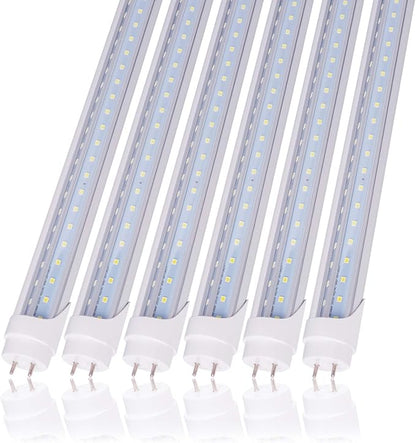 6 Pack T8 LED Tube Light Bulb 5FT 48W 6000K Cool White G13 Bi-Pin with Bright Dual Row LEDs T8 T10 T12 Fluorescent Light Bulbs Replacement 5 Foot Shop Lights