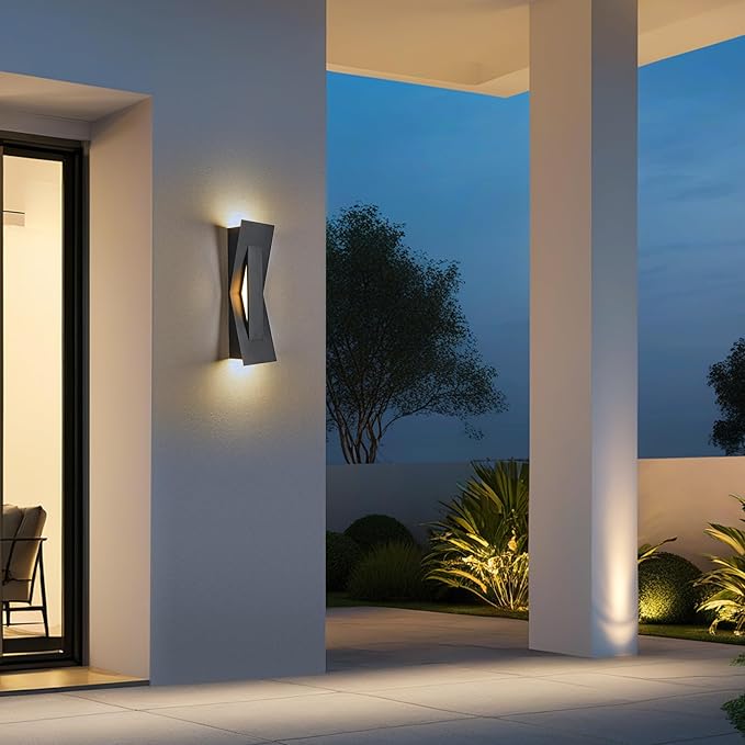Modern Dimmable LED Up Down Wall Light,120-277V,CRI 90+,2200LM 3000K,IP65 Waterproof, 10%-100% Dimmable for Commercial & Home Outdoor or Indoor, 15 Inch Porch & Patio Wall Mount.