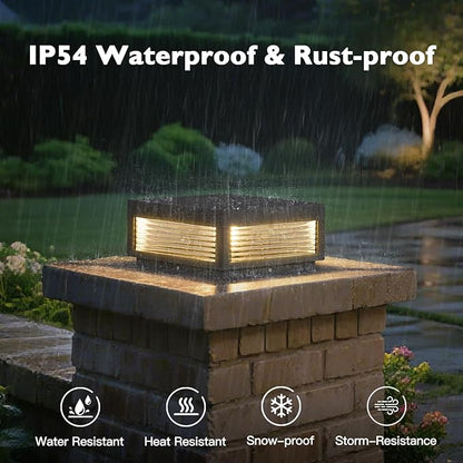 Outdoor Post Lights, 11.81" Column Pillar Light Hard Wired, Modern Fence Posts Lamp Waterproof 3000K Warm LED Lighting Lantern with E26 Bulb for Patio Driveway Garden Decoration