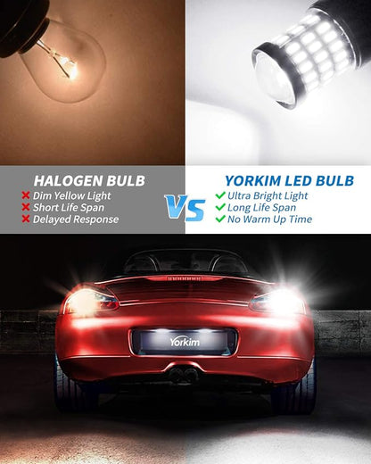 Yorkim 921 LED Bulb 912 Led Reverse Light Super Bright 3014 3030 58-SMD Chipsets Error Free, 921 led backup lights T15 LED Bulb 906 904 902 W16W 921 912 Reverse Lights, 6500K White, Pack of 2