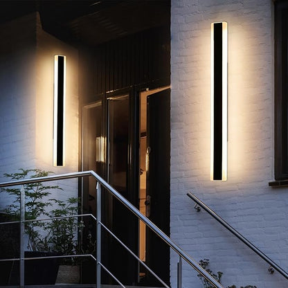 2 Pack Modern Outdoor Wall Light, 39.3in Black LED Wall Sconce, 36W, IP65 Waterproof, 3000K Warm White, Wall Mount Long Linear Exterior Lighting Fixture for House, Garage, Porch, Garden