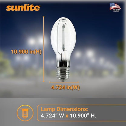 Sunlite 03663 MH400/U/MOG M59 Metal Halide Lamp, 400 Watts, Mogul Base (E39), ED37, 12,000 Hour Life Span, 36000 Lumen, Clear Finish, 4000K