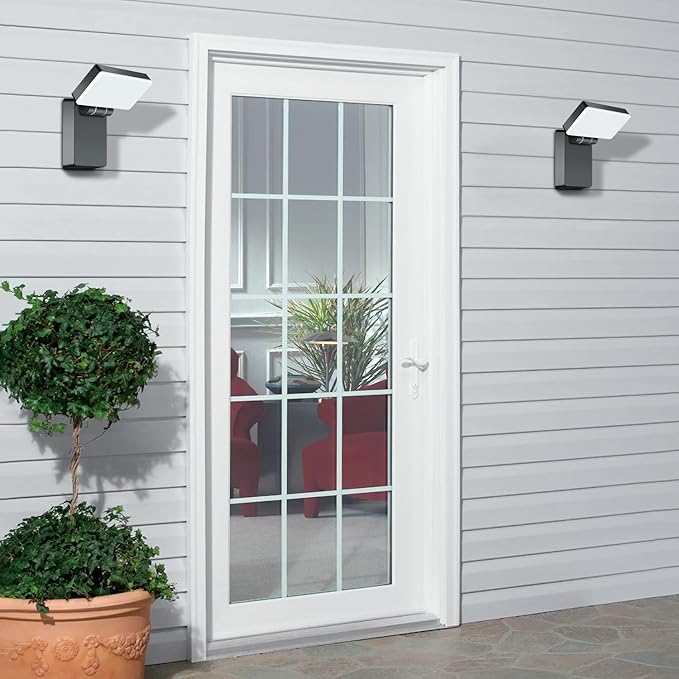 40W LED Outdoor Wall Light, 3000LM 5000K No-Glare Porch Light, IP65 Waterproof Anti-Rust, 360° Adjustable Head for Yard, Garage, Above Door (8Pack)