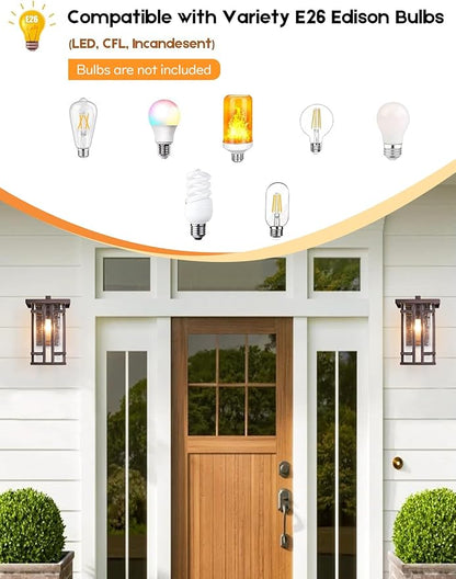 Retro Outdoor Wall Light Oil Rubbed Bronze Outside Wall Lamp with Seeded Glass Shade 10"H Exterior Light Fixtures Wall Mount IP65 Waterproof Outdoor Porch House Lighting Exterior Wall Sconces E26