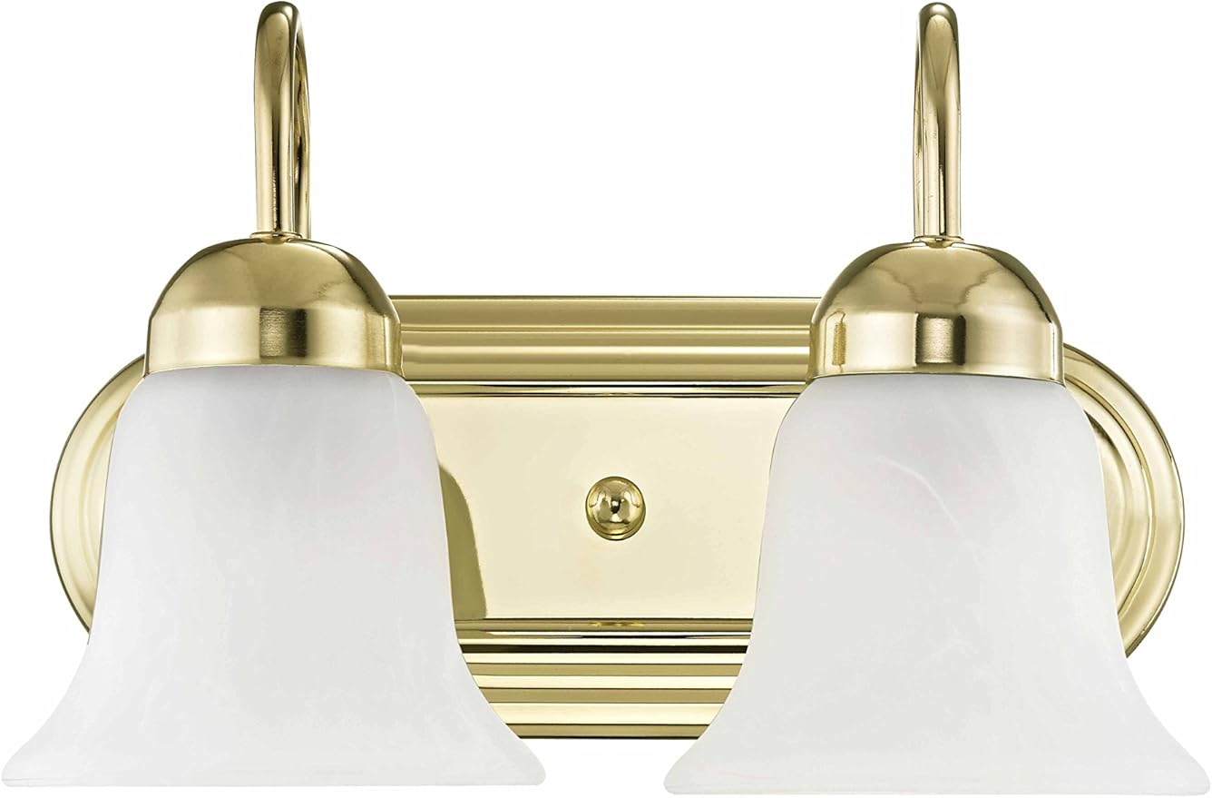 Livex Lighting 1072-02 Riviera 2-Light Bath Light, Polished Brass, 14 x 8 x 8