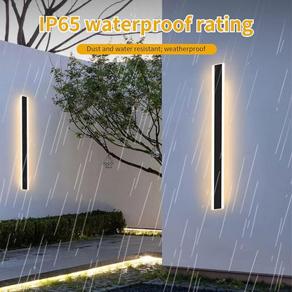 Modern 70.8inch Outdoor Wall Light, 3000k/4500k/6000k 3 Color Change Black Exterior Light Fixtures Wall Mount, Ip65 Waterproof Modern Porch Lights Non-Dimmable, Long Linear Outside Lighting Hard-Wired