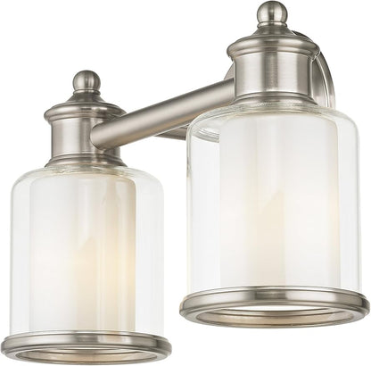 Livex Lighting 40212-91 Transitional Two Light Bath Vanity from Middlebush Collection in Pwt, Nckl, B/S, Slvr. Finish, Brushed Nickel