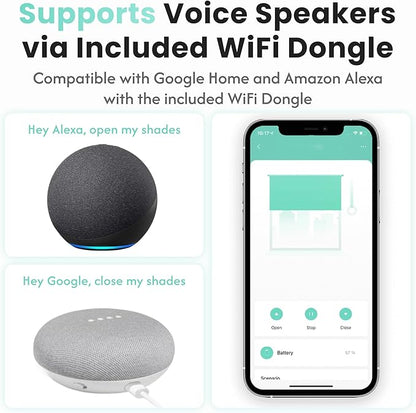 Aura Roller Smart Shade Driver, Remote Control & WiFi Dongle | Automate Existing Blinds | Beaded Window Shade Compatible Up to 4x5ft | Rechargeable Battery | Set Schedules | Hands Free Voice Control