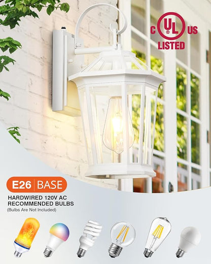 VIANIS 2 Pack Outdoor Wall Lights, Dusk to Dawn Exterior Light Fixture for House, 100% Anti-Rust Aluminum Waterproof Porch Light Outside Wall Lights, White Outdoor Wall Sconce Lanterns for Garage