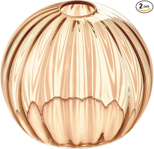 Clear Glass Shade,Replacement Globe & Cover for Lighting Fixture, 8" Diameter, Replacement with 1.65 Inch Fitter for Wall Lamps Chandeliers or Ceiling Light (2, 8Inch - Amber Glass)
