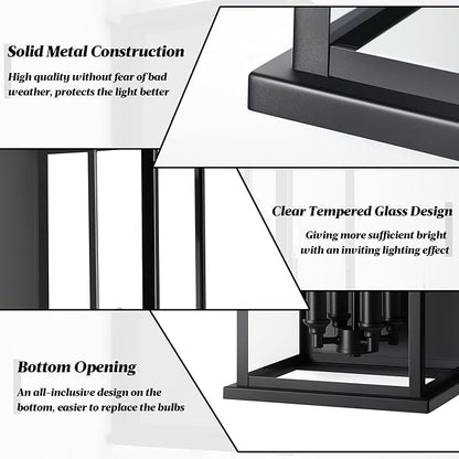 Extra Large Black Outdoor Light Fixtures Wall Mount,Modern Outdoor Wall Lantern,Exterior Porch Garage Light, Outside Sconce for House,Entryway with Thick Glass Shades & E12 Base