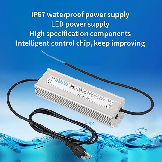 LED Driver 48V400W Waterproof Power Supply AC90-130V to DC48V8.3A Switching Power Supply IP67 Transformer Suitable for Indoor and Outdoor LED Lighting and Any 48V DC Equipment