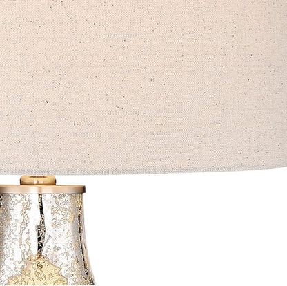 360 Lighting Waylon Modern 3-Way Table Lamp 28" Tall with Table Top Dimmer Mercury Glass Dimpled Textured Off White Drum Shade for Bedroom Living Room House Home Bedside Nightstand