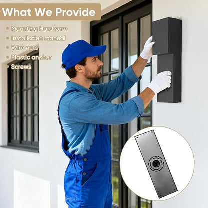 Fire Wolf Modern 18W LED Outdoor Wall Sconce,Dual-Source Front Porch Light,Aluminum Modern Wall Light,3000K,Damp Environments Such as Porches,Terraces,Gardens,Indoor/Outdoor Applications T-L-DM-57