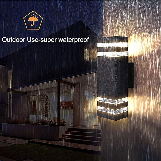 4Pack 12inch LED Square Up&Down Outdoor Wall Lights,4000K Day White 14W Outdoor Wall Light Aluminum Body Waterproof IP65 led Porch Wall Light for House Patio Garage Garden