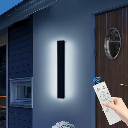 31.4inch Outdoor Wall Lights, Modern Outside Linear Wall Light, Dimmable 3000K-6000K, LED Outdoor Lights, IP65 Waterproof, Black Exterior Wall Sconce for House Doorway Patio Garden with Remote Control