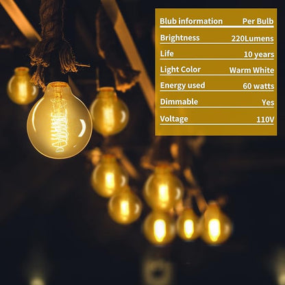 G25 Globe Edison Bulbs, 6-Pack 60w Vintage Edison Light Bulb, Spiral Filament Edison Bulbs, E26 Base - Amber Glass Warm Light - 120V 2700K Dimmable - G80 Decorative Lightbulbs