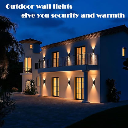 LED Up and Down Lights Outdoor Wall Lights, 5-Color Temperature Waterproof Modern Exterior Lighting Fixtures, 14 Inch Aluminum Outdoor Wall Sconce, 2 Pack Dimmable Front Porch Light