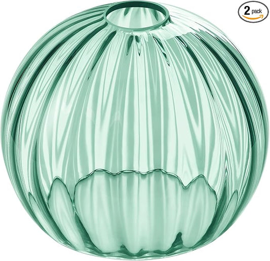 Clear Glass Shade,Replacement Globe & Cover for Lighting Fixture, 8" Diameter, Replacement with 1.65 Inch Fitter for Wall Lamps Chandeliers or Ceiling Light (2, 8Inch - Green Glass)