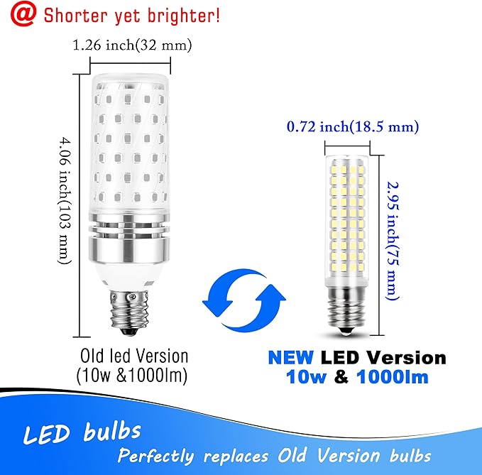 E17 LED Light Bulb 10 Watt Equivalent 100W 6000K Daylight White 1000lm 120V E17 Intermediate Base LED Bulb for Desk Lamp,Ceiling Fan Lights, Headboard Reading Lights, Non-Dimmable, 3 Pack