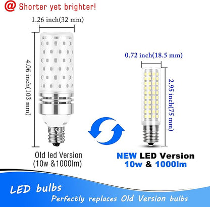 E17 LED Light Bulb 10 Watt Equivalent 100W 6000K Daylight White 1000lm 120V E17 Intermediate Base LED Bulb for Desk Lamp,Ceiling Fan Lights, Headboard Reading Lights, Non-Dimmable, 3 Pack