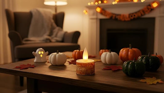 Rechargeable Flameless Candle with Remote Timer, 3D Moving Flame Real Wax Led Candles (Includes Remote Control, Charging Base, and USB Cable) (Rech-6Tealight-Palm Bark, 1.4in)
