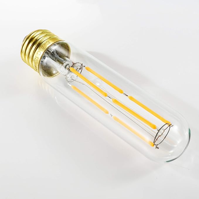 T10 Led Bulb,Dimmable 6W Led Tubular Bulbs, 60 Watt Incandescent Bulb Equivalent, 3000K Soft White, Clear Glass, E26 Base Lamp Bulb, for Cabinet Display Cabinet etc,6 Pack. (Soft White-6P)