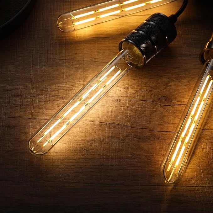 T10 Tubular Light Bulbs,E26 Dimmable Led Bulbs,8W Led Edison Bulb,75 Watt Equivalent,3000K Soft White,8.9 Inches Long Tube Light Bulb,6Pack.