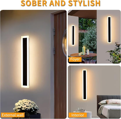 Mikeru Upgraded Widened 2pack 23.6inch Outdoor Wall Light Fixtures, 3000k Exterior Lighting Fixtures Ip65 Waterproof Rust Long LED Wall Light Hardwire Wall Mount Porch Lights (Width: 5.5inch)