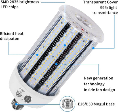 NS 2-Pack 120W LED Corn Bulbs,5000K,AC110-277V,18000lm,E26/E39 Base,LED Replacement Metal Halide HID CFL for Commercial Industrial Lighting Warehouse High Bay Light Fixture Garage Workshop