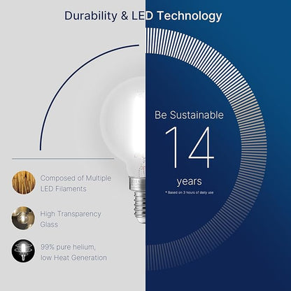 FLSNT 60W Equivalent LED Globe Candelabra Bulbs, Dimmable G16.5 LED E12 Chandelier Light Bulbs, 550LM, CRI82, 5.5W, AC 120V, 12 Pack, 5000K Daylight