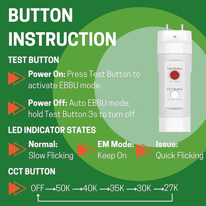 E2 LIGHTING 4ft T8 LED Bulbs, LED Fluorescent Tube Replacement 4ft, T8 LED with Emergency Battery, 5 CCT Tunable 27K-50K, 6W, 120-277V, Ideal for Office and Warehouse-5 Pack
