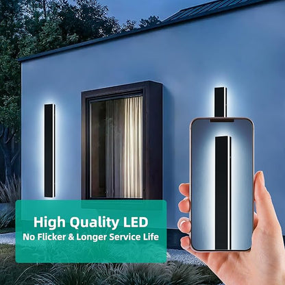 Upgrade Widened 2 Pack LED Outdoor Wall Sconce, 39.3inch Modern Wall Mount Light, 3 Color 3000K/4500K/6000K, 36W, IP65 Waterproof, Outside Lighting Fixture for Courtyard, House, Patio
