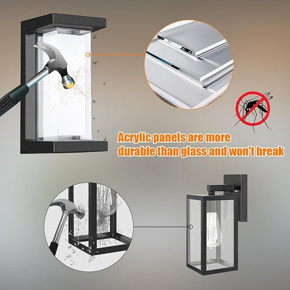 Juyace 18W Exterior Lighting Fixtures 6 Pack Budget-Friendly Outdoor Porch Lights Modern Black Sconces Wall Mount 1800Lm 6000K IP65 Waterproof for Garage House Patio Front Door Entryway