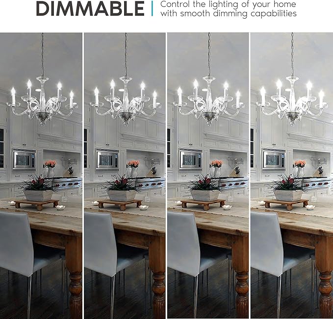 Luxrite 5W Vintage E26 Candelabra LED Bulb 60W Equivalent, 550 Lumen, 5000K Bright White Dimmable, Medium Base Candelabra Bulb, Torpedo Tip Clear Glass, Edison Filament Light Bulb, UL Listed (12 Pack)